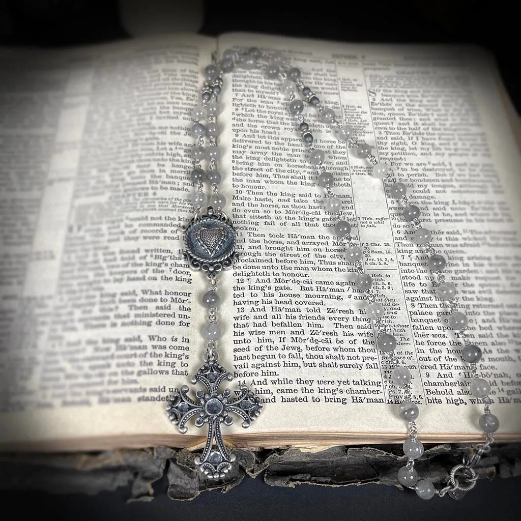 Mystic Gray Rosary Necklace