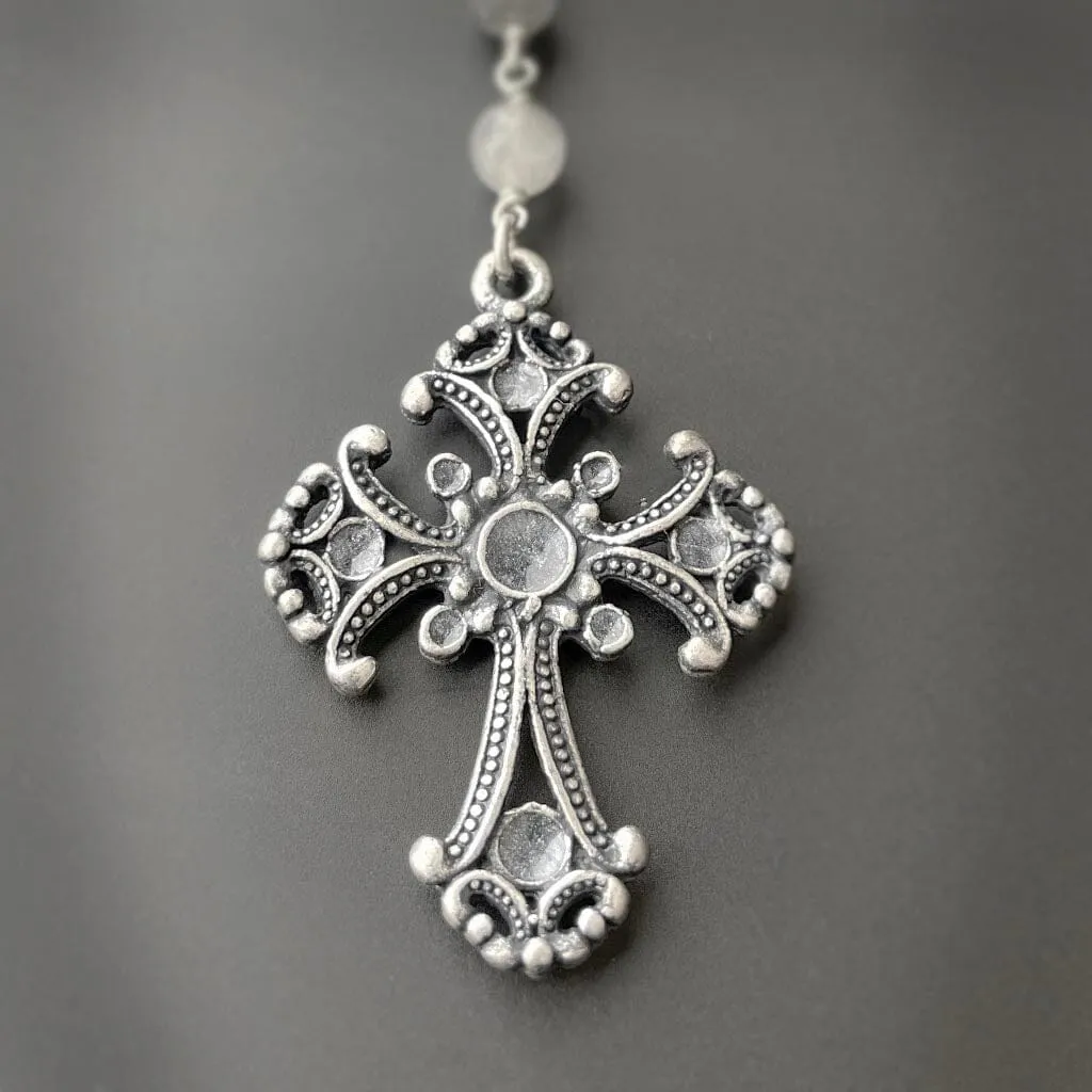 Mystic Gray Rosary Necklace