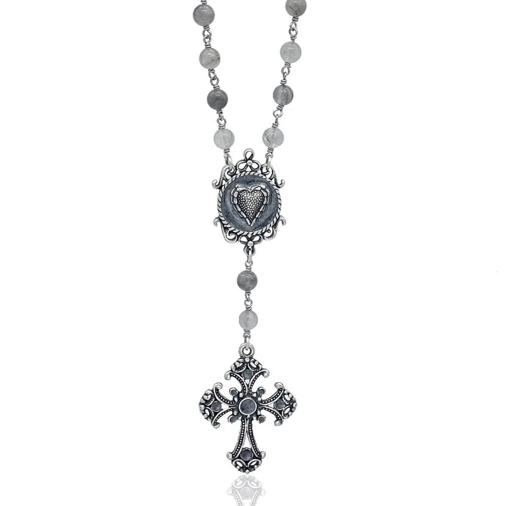 Mystic Gray Rosary Necklace