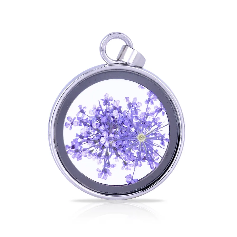 Natural Real Dried Flower Locket Round Glass Locket Pendant,Pressed Flowers for Locket Necklace,Botanical Jewelry 1PCS