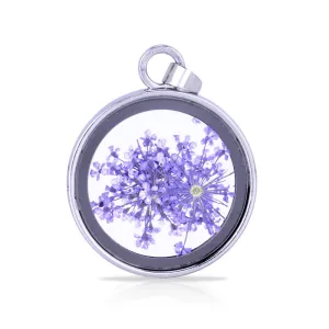 Natural Real Dried Flower Locket Round Glass Locket Pendant,Pressed Flowers for Locket Necklace,Botanical Jewelry 1PCS