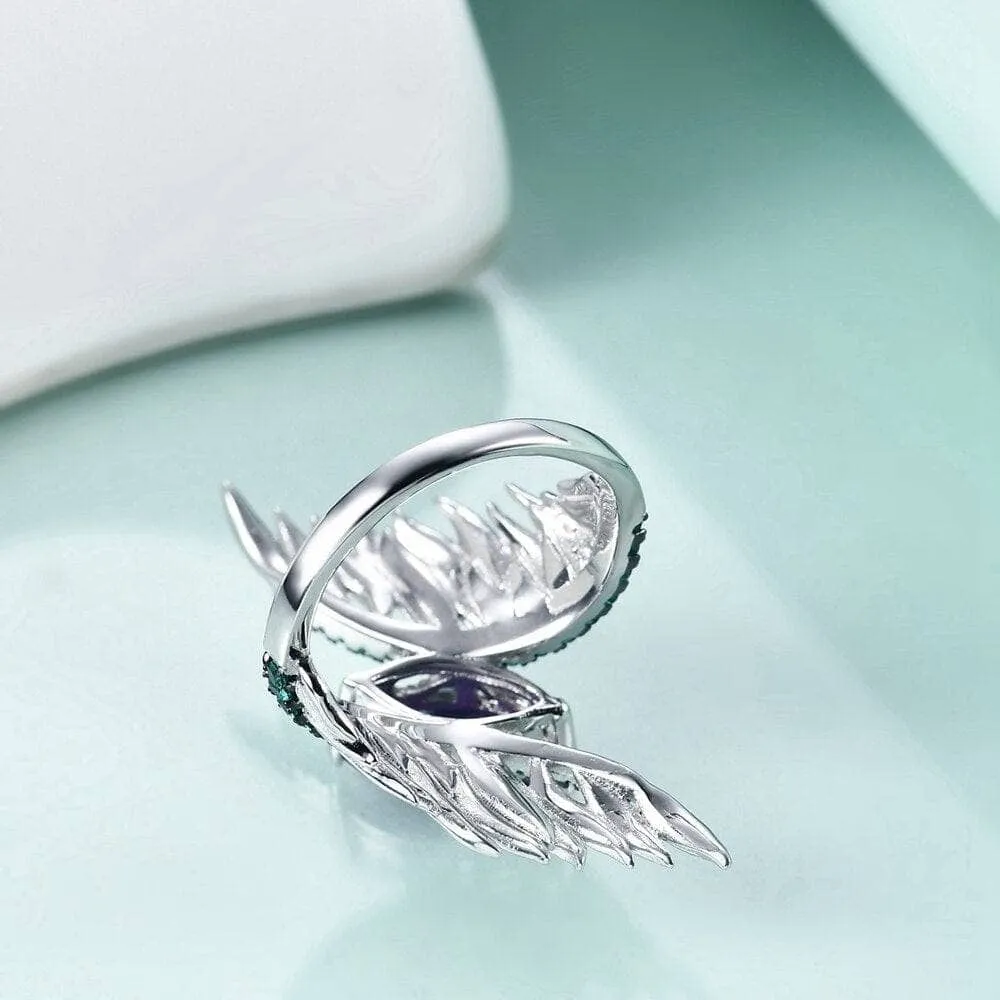 Natural Stones Angel Wings Feather Vintage Ring
