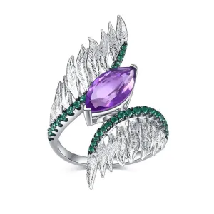 Natural Stones Angel Wings Feather Vintage Ring