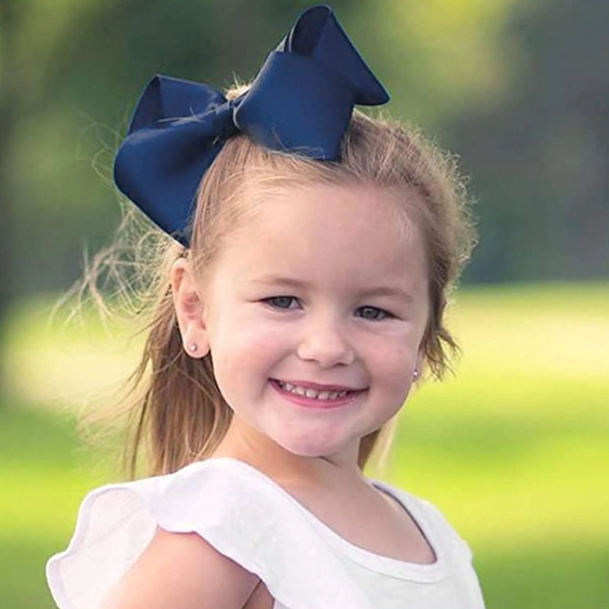 Navy Grosgrain Ribbon Hair Bow