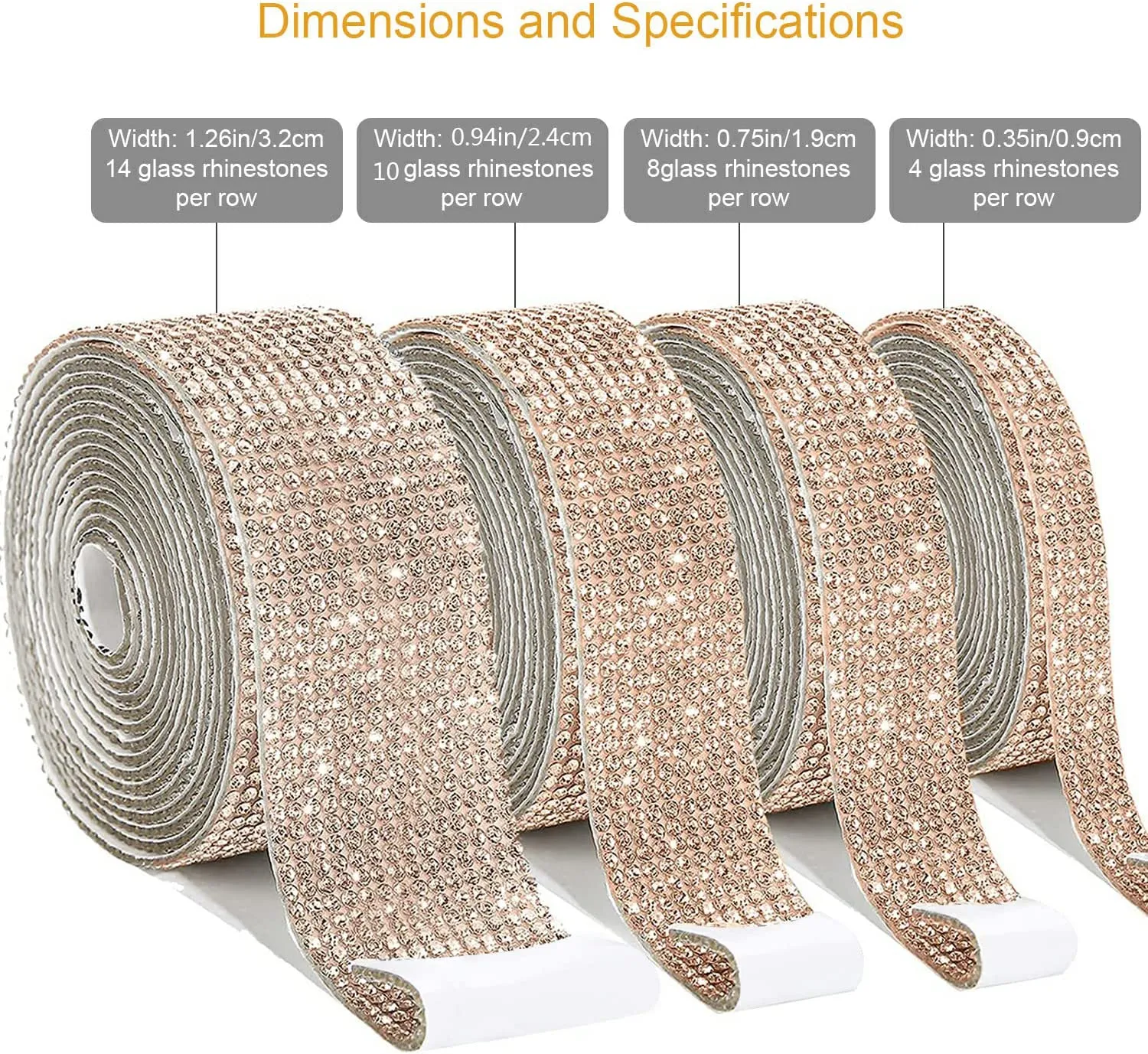 New 4 Rolls 3.5 Yards Self Adhesive Crystal Rhinestone Diamond Ribbon, Bling Rhinestones Sticker DIY Car Decoration Sticker Glitter Crystal Gem Stickers for Arts Crafts, Wedding Birthday Gift Decorations