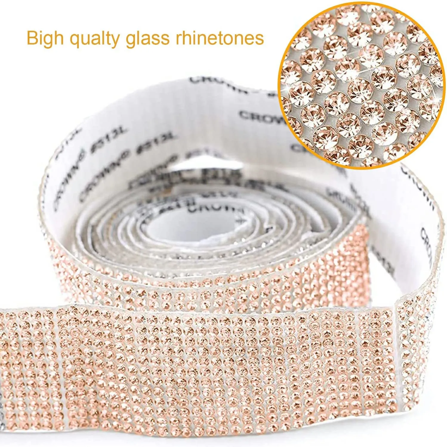 New 4 Rolls 3.5 Yards Self Adhesive Crystal Rhinestone Diamond Ribbon, Bling Rhinestones Sticker DIY Car Decoration Sticker Glitter Crystal Gem Stickers for Arts Crafts, Wedding Birthday Gift Decorations