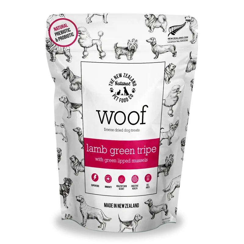 NZ Natural Pet Food Co -Freeze Dried-  Treats - Woof -  Lamb Green Tripe 40g