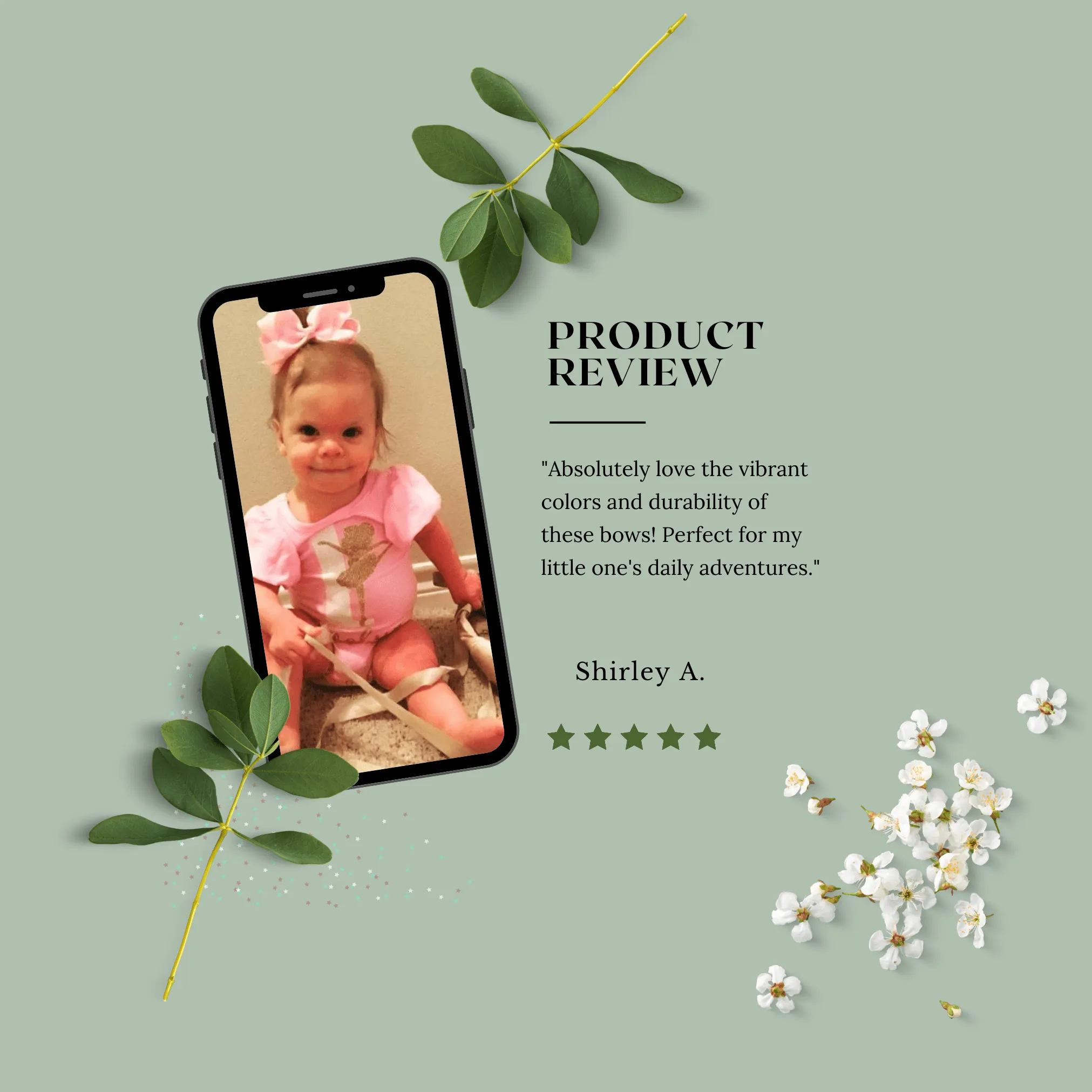 Olive Grosgrain Ribbon Hair Bow