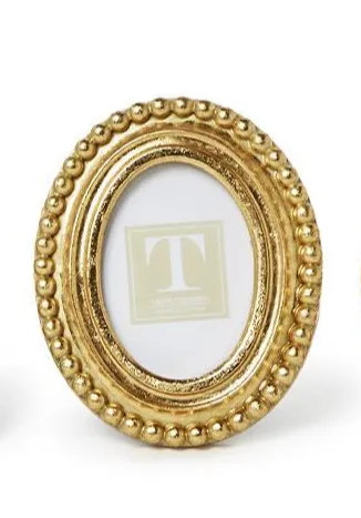 Oval Beaded Gold Frame