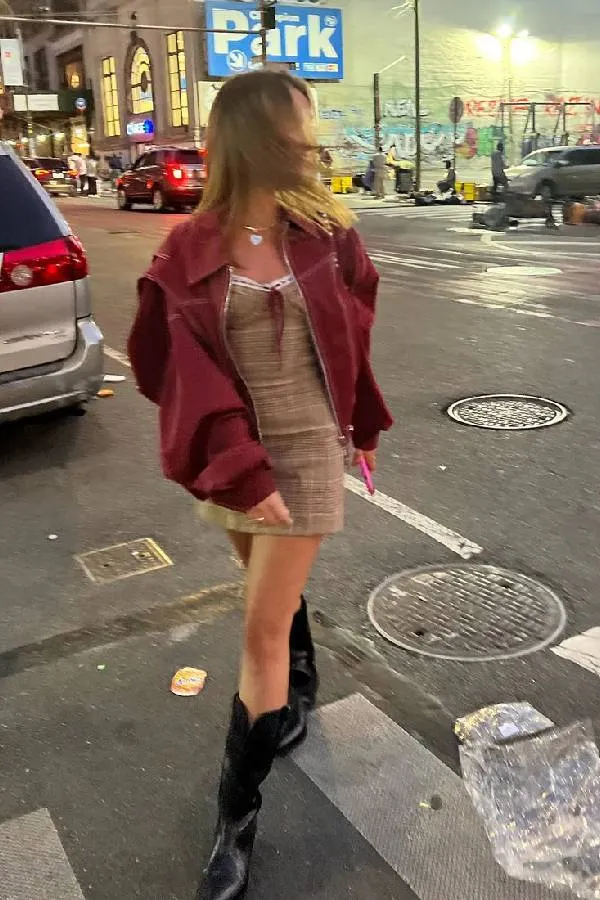 Oversized Contrast Stitch Jacket Red