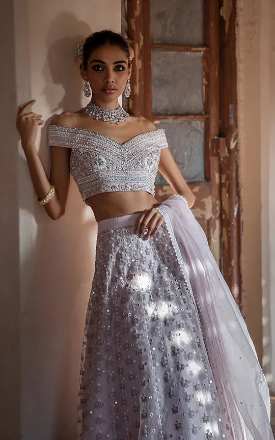 Pakistani Embroidered Lehenga Blouse and Dupatta Dress