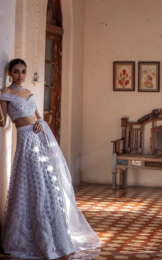 Pakistani Embroidered Lehenga Blouse and Dupatta Dress