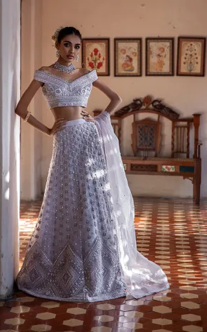 Pakistani Embroidered Lehenga Blouse and Dupatta Dress