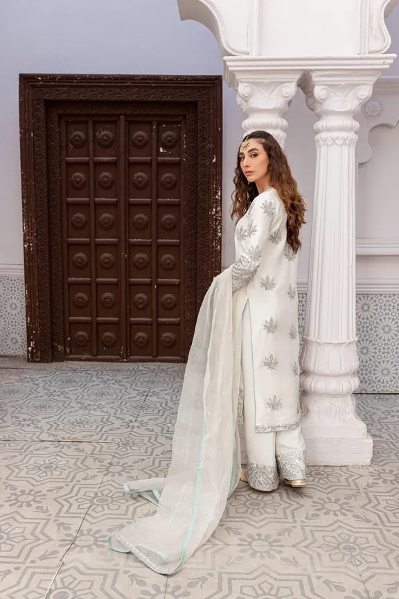 Pakistani Raw Silk White Salwar Kameez Dupatta Dress