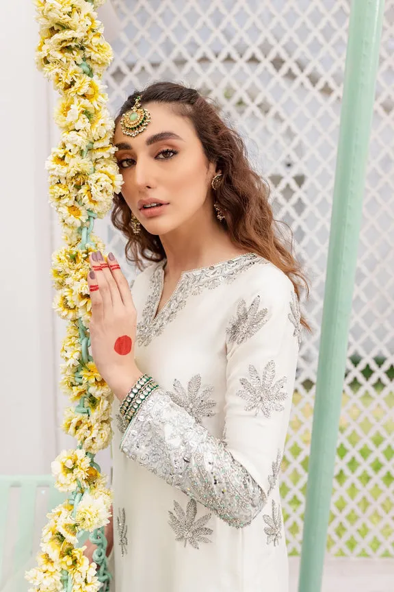 Pakistani Raw Silk White Salwar Kameez Dupatta Dress