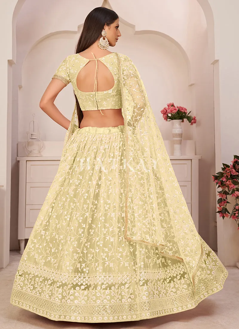 Pastel Yellow Embroidered Lehenga Choli