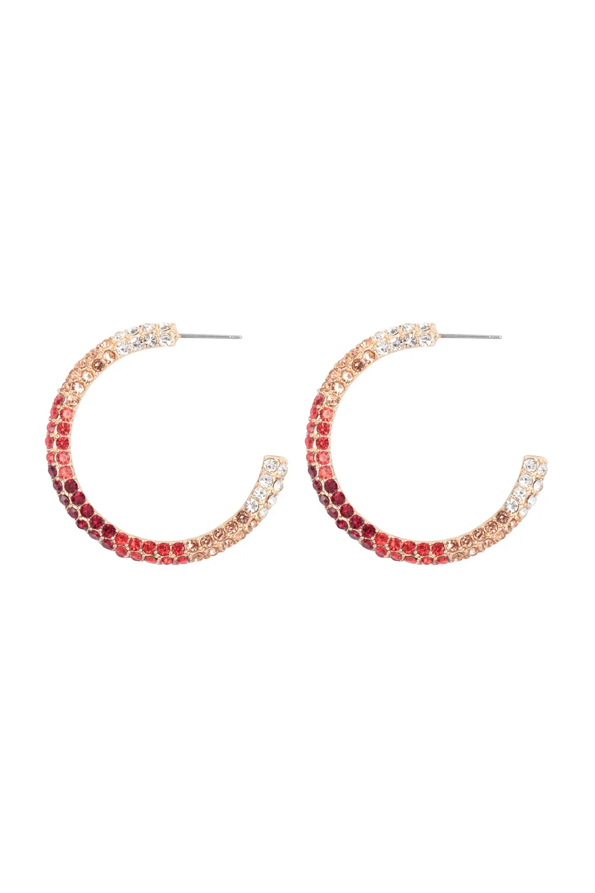 PAVE RHINESTONE GLITTER C SHAPE HOOP EARRINGS