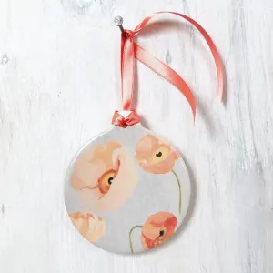 Peach Poppies on Grey Room Ornament