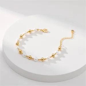 Pearl & 18K Gold-Plated Beaded Bracelet