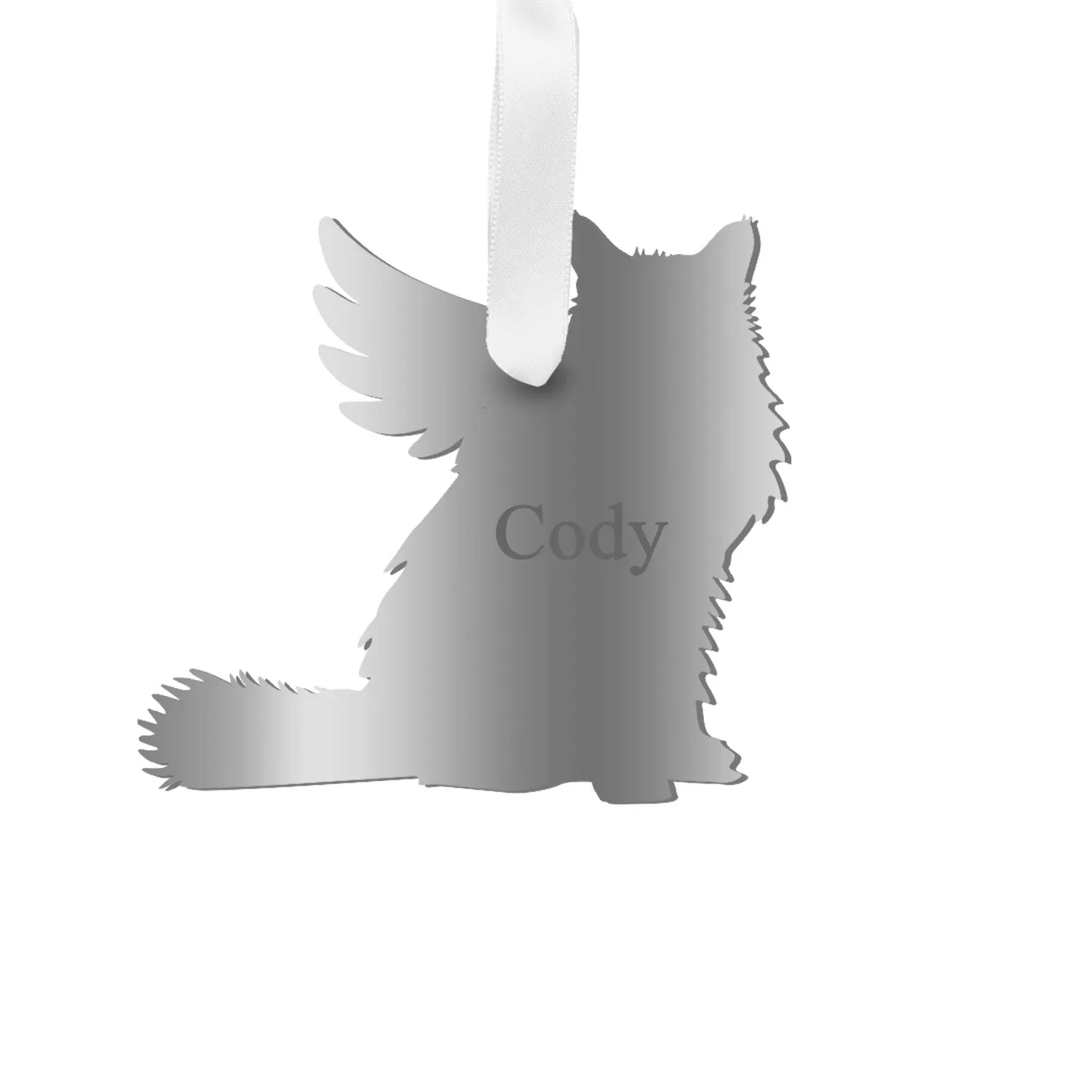 Personalized Angel Longhaired Cat Ornament