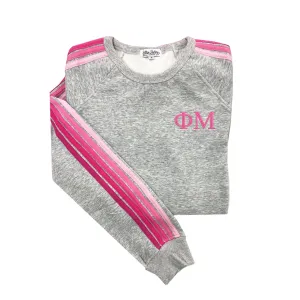 Phi Mu Sorority Pink Striped Crewneck Sweatshirt