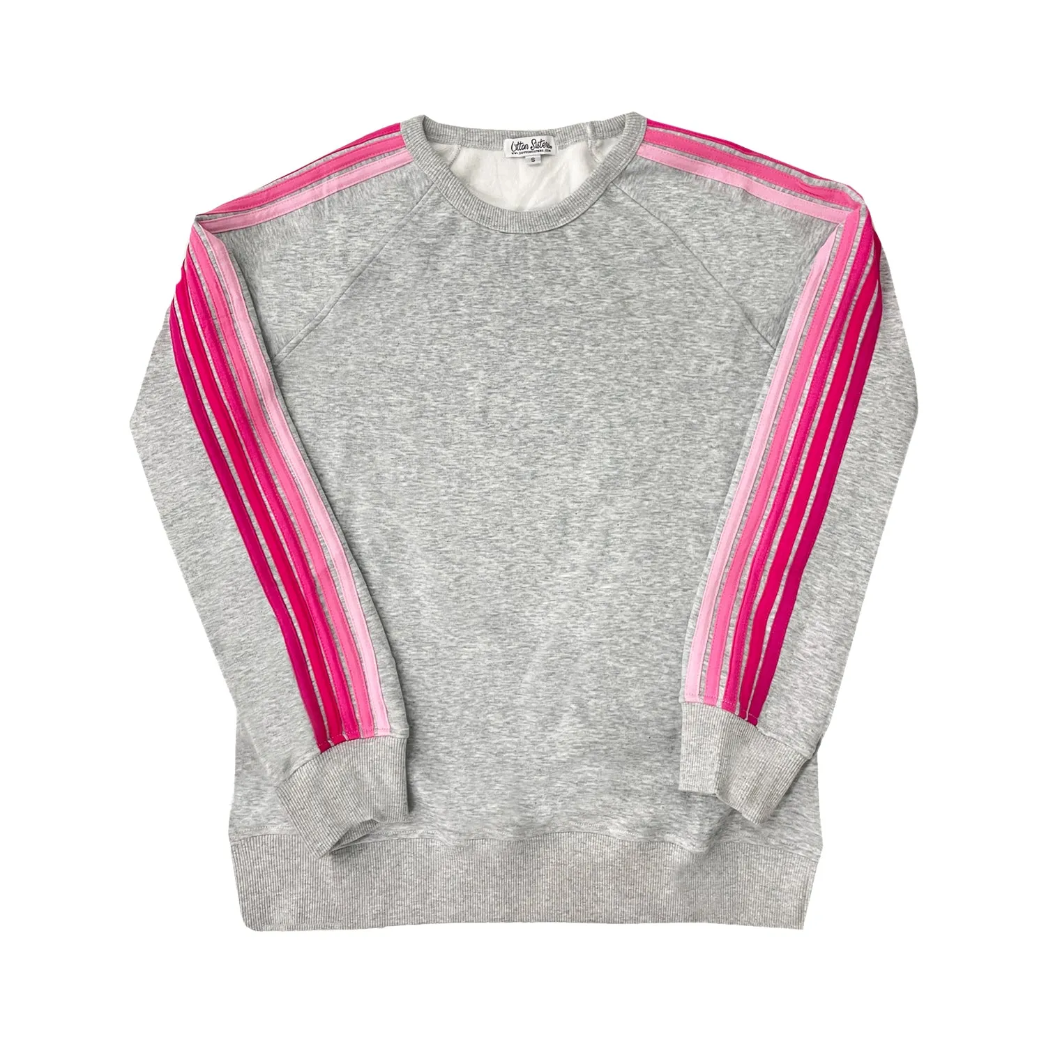 Phi Mu Sorority Pink Striped Crewneck Sweatshirt
