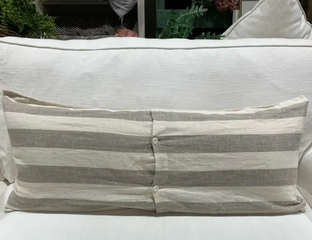 Pillow - Linen Natural & Cream Wide Stripe