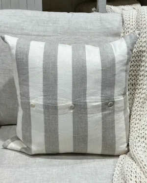 Pillow - Linen Natural & Cream Wide Stripe