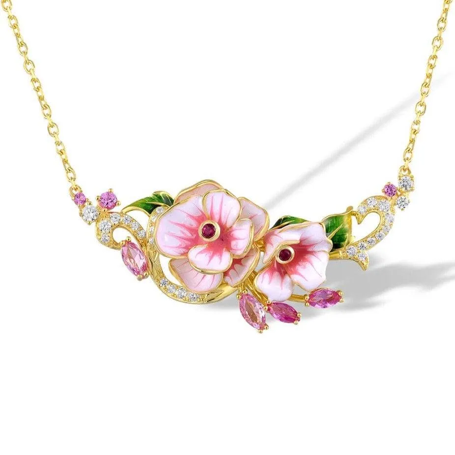 Pink Enamel Flower Necklace
