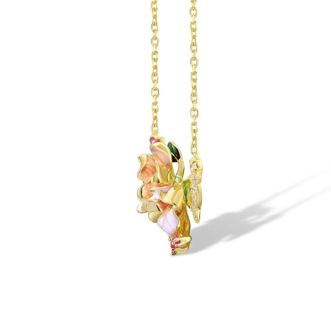 Pink Enamel Flower Necklace