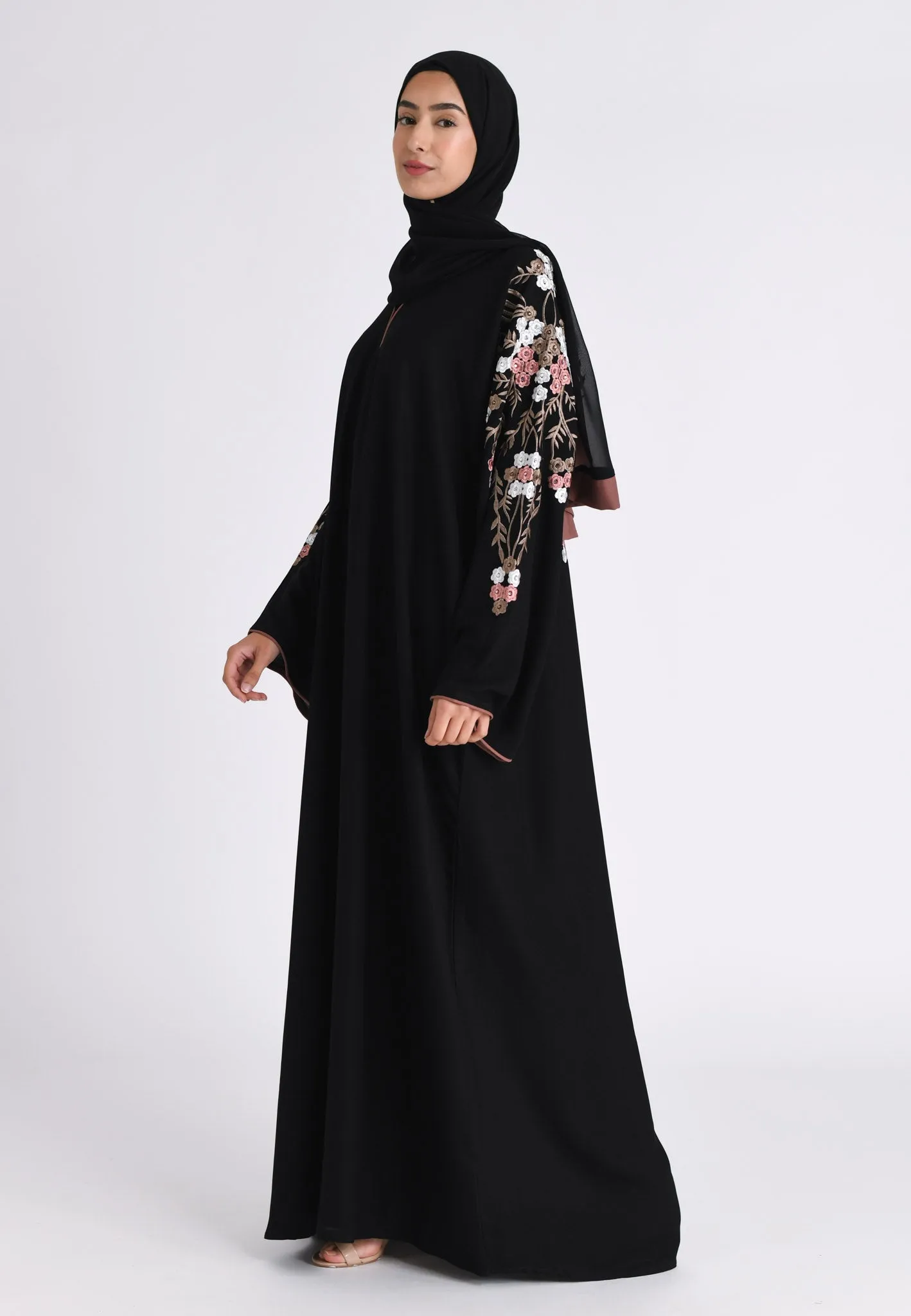 Pink Paradise Embroidered Closed Abaya