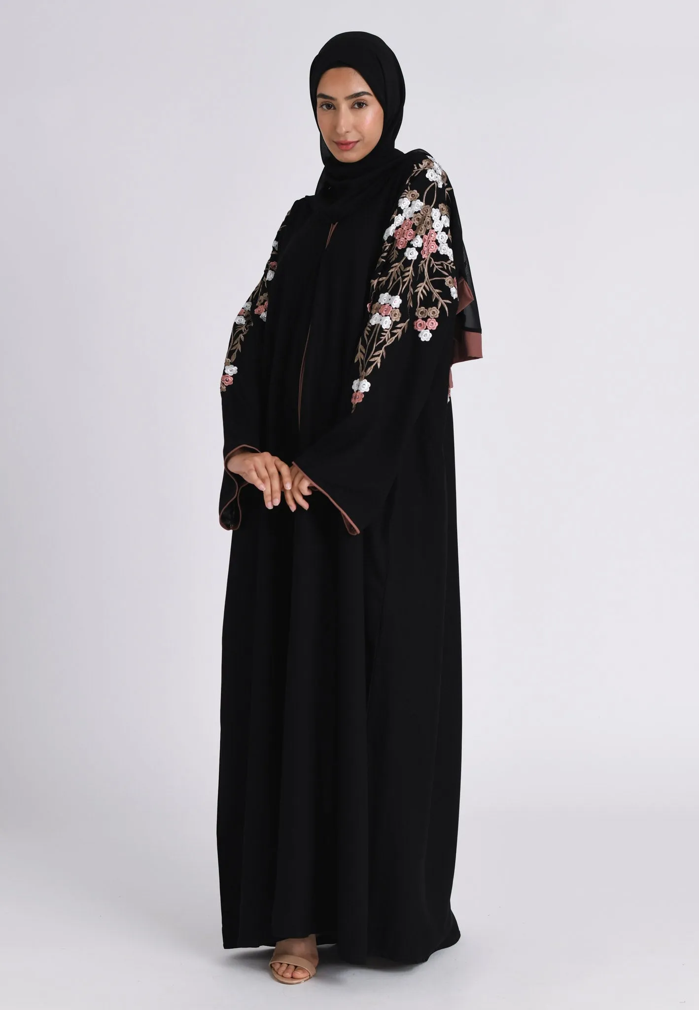 Pink Paradise Embroidered Closed Abaya