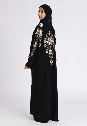 Pink Paradise Embroidered Closed Abaya