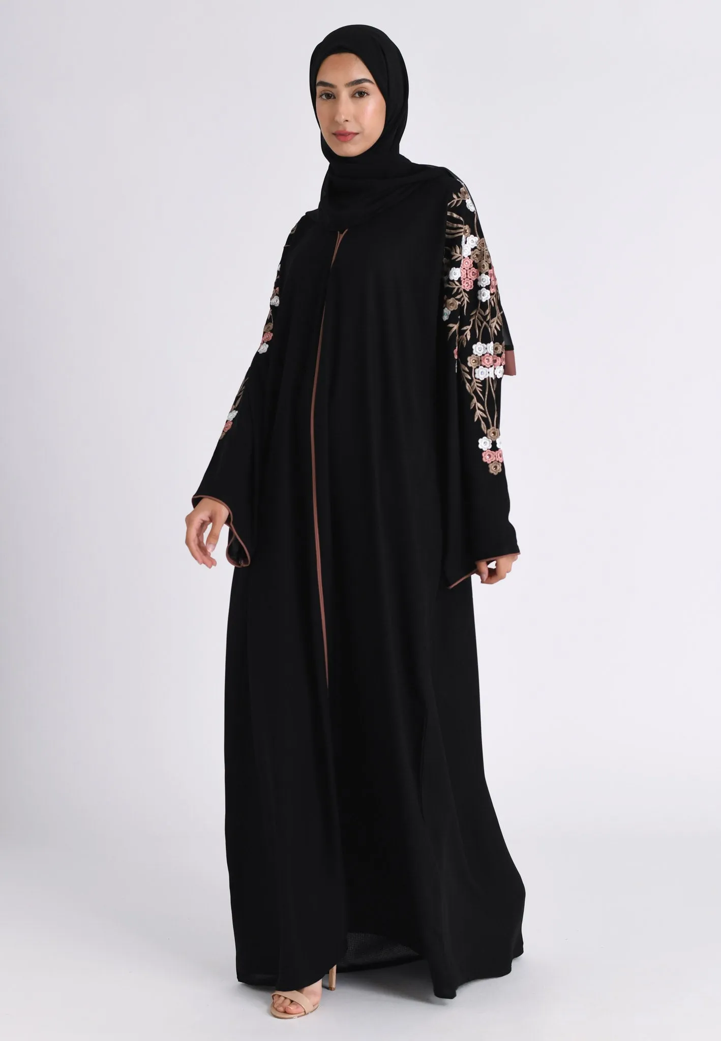 Pink Paradise Embroidered Closed Abaya