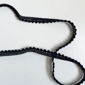 Pom Pom Fringe - Black 10mm