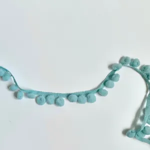 Pom Pom Fringe - Light Blue 25mm