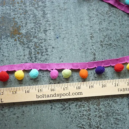 Pom Pom Fringe - Rainbow