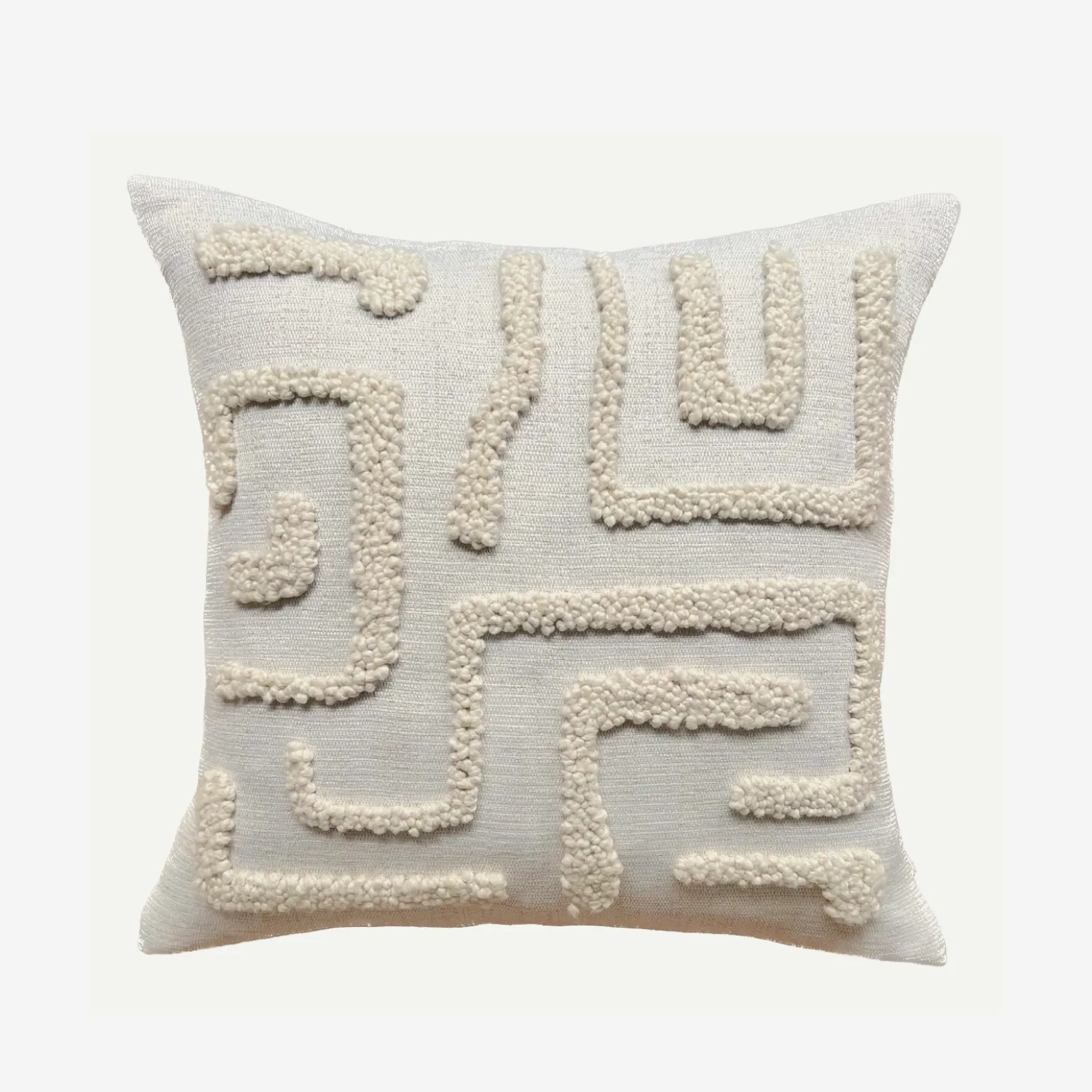 Punch Needle Scatter Cushion - Kuba Pattern 1 Natural