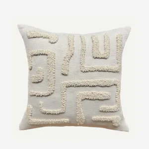 Punch Needle Scatter Cushion - Kuba Pattern 1 Natural