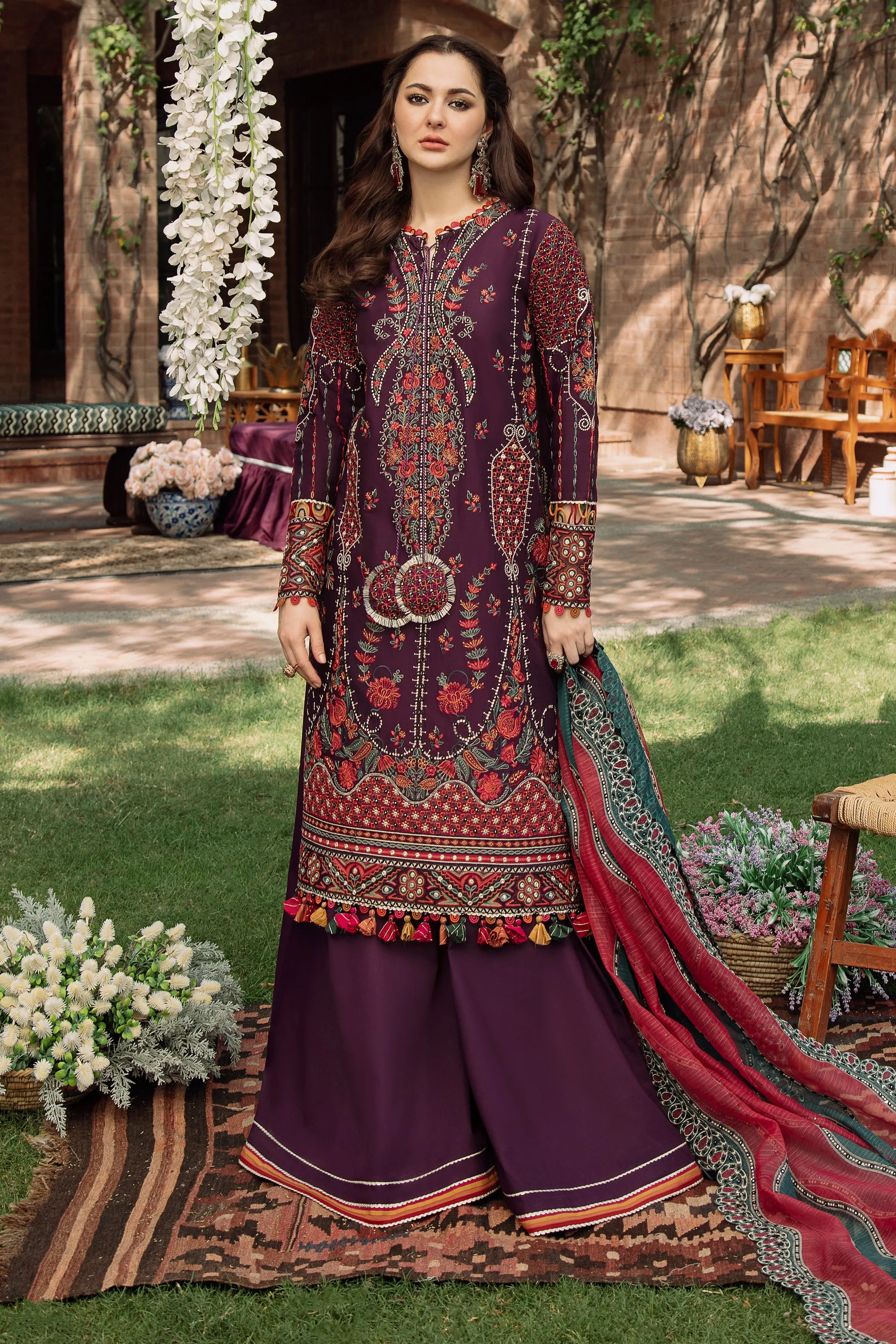 Purple Pakistani Dress Salwar Kameez Trouser Style