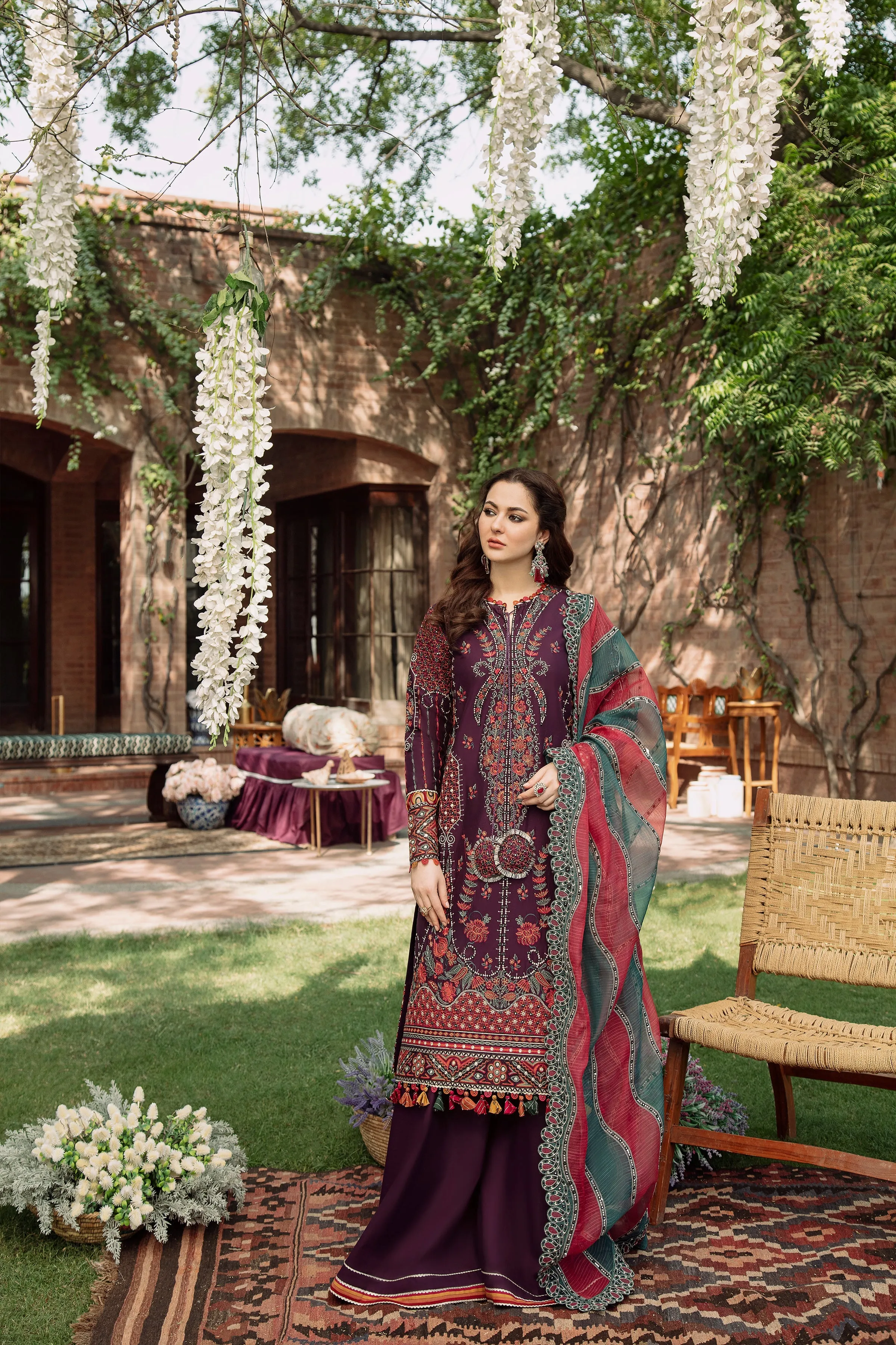 Purple Pakistani Dress Salwar Kameez Trouser Style