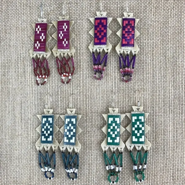 Quilled and Beaded Parfleche Earrings