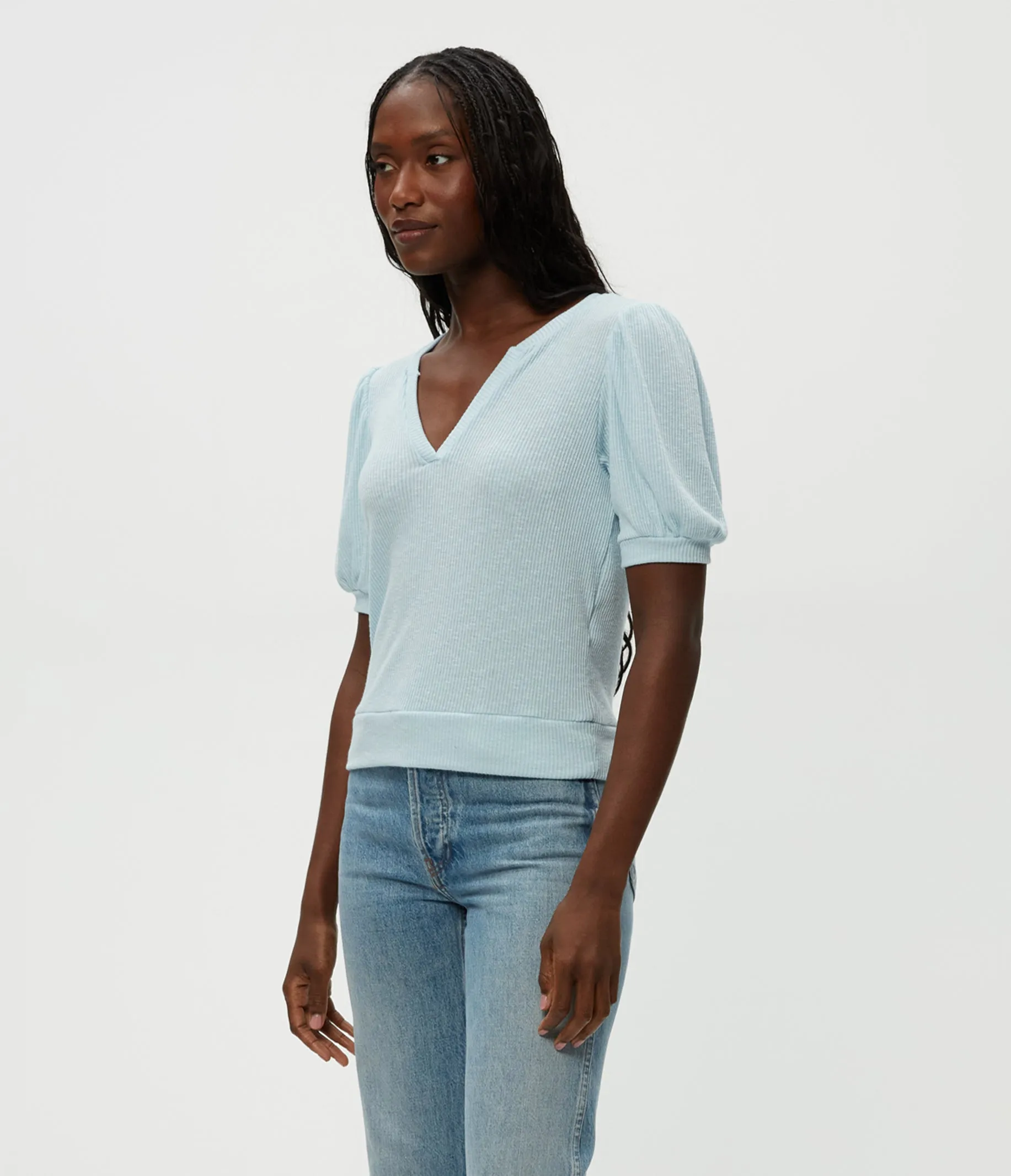 Quinn Puff Sleeve Ribbed Top