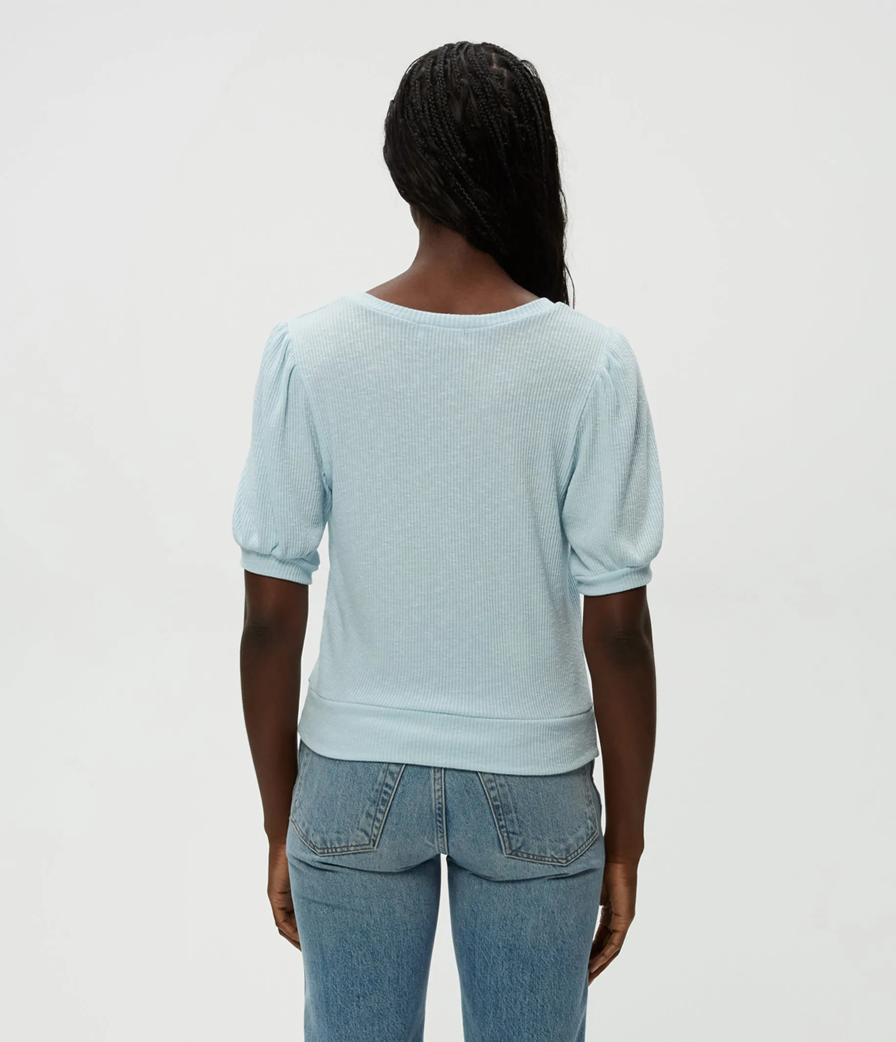 Quinn Puff Sleeve Ribbed Top