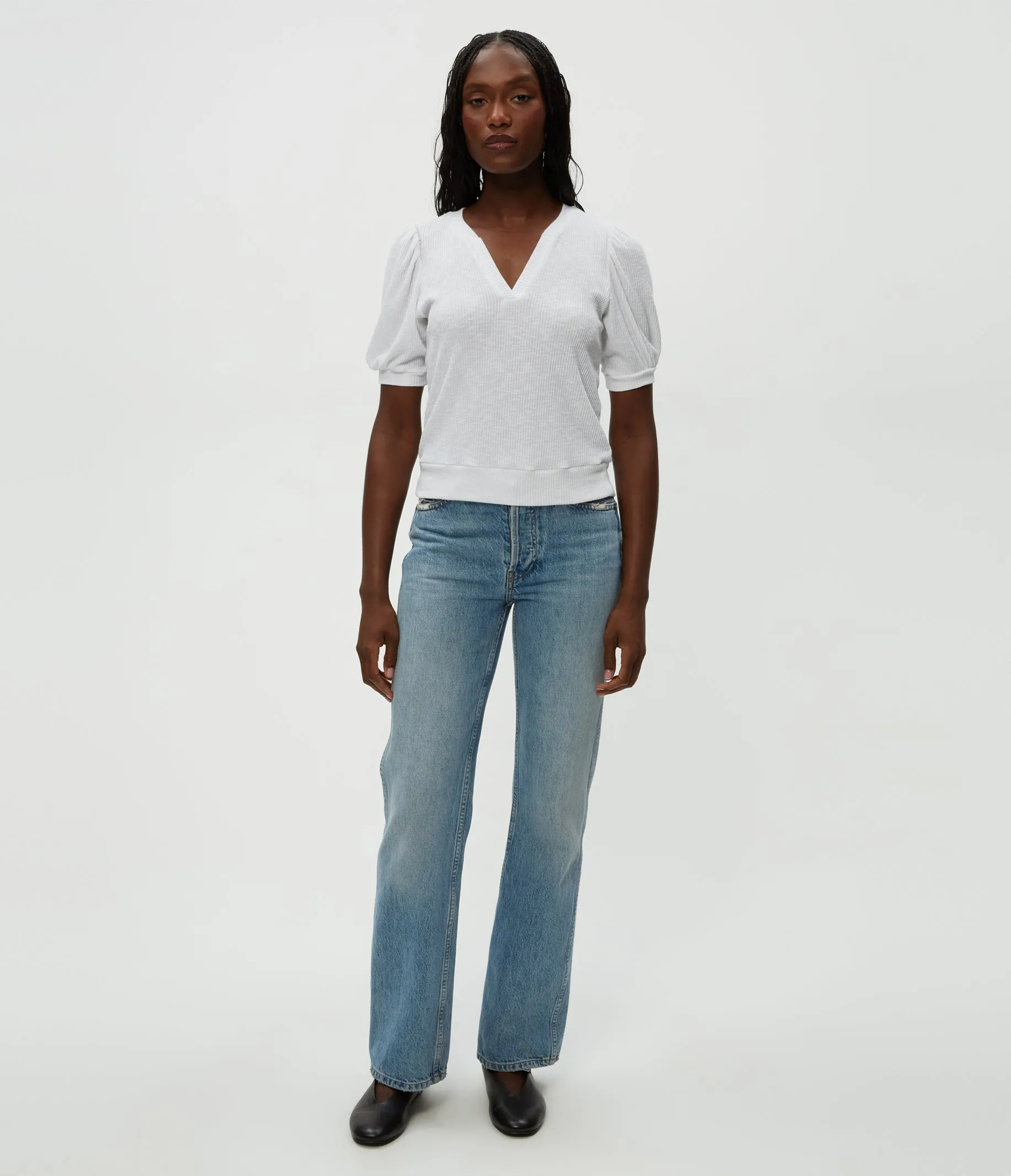 Quinn Puff Sleeve Ribbed Top