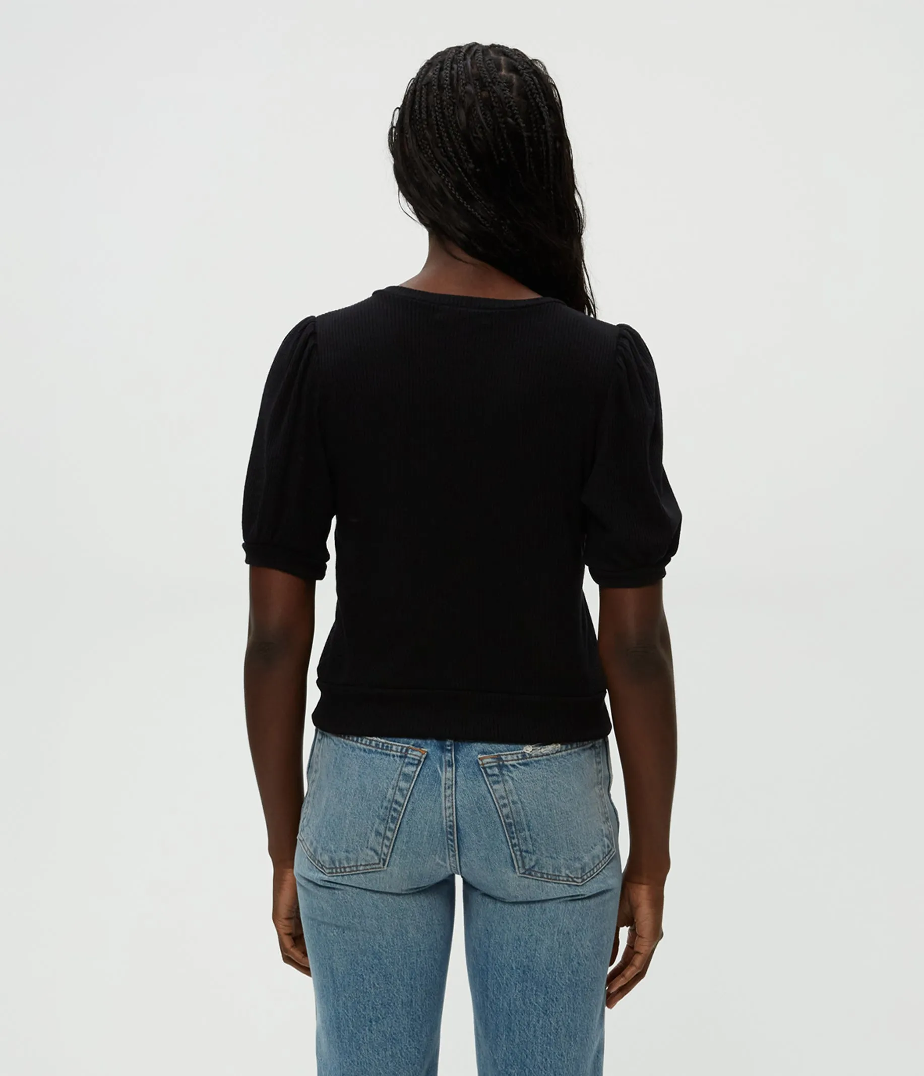 Quinn Puff Sleeve Ribbed Top