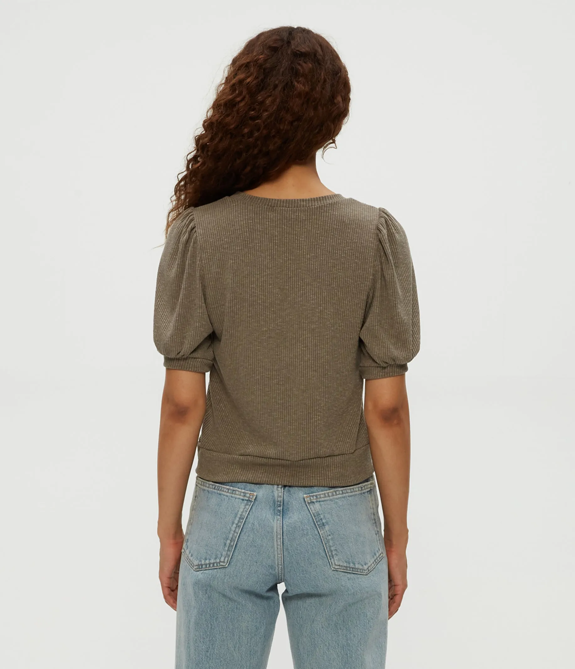 Quinn Puff Sleeve Ribbed Top