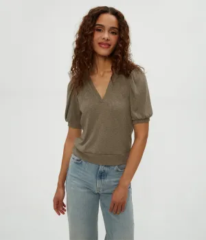 Quinn Puff Sleeve Ribbed Top