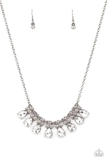 "Sparkly Ever After" Black Metal & White/Clear Rhinestone Necklace Set