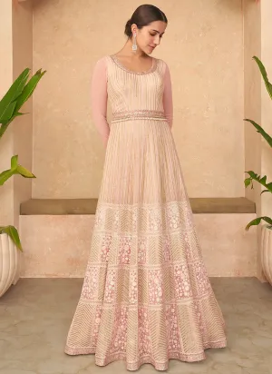 Radiant Pink Lucknowi Embroidered Anarkali Gown